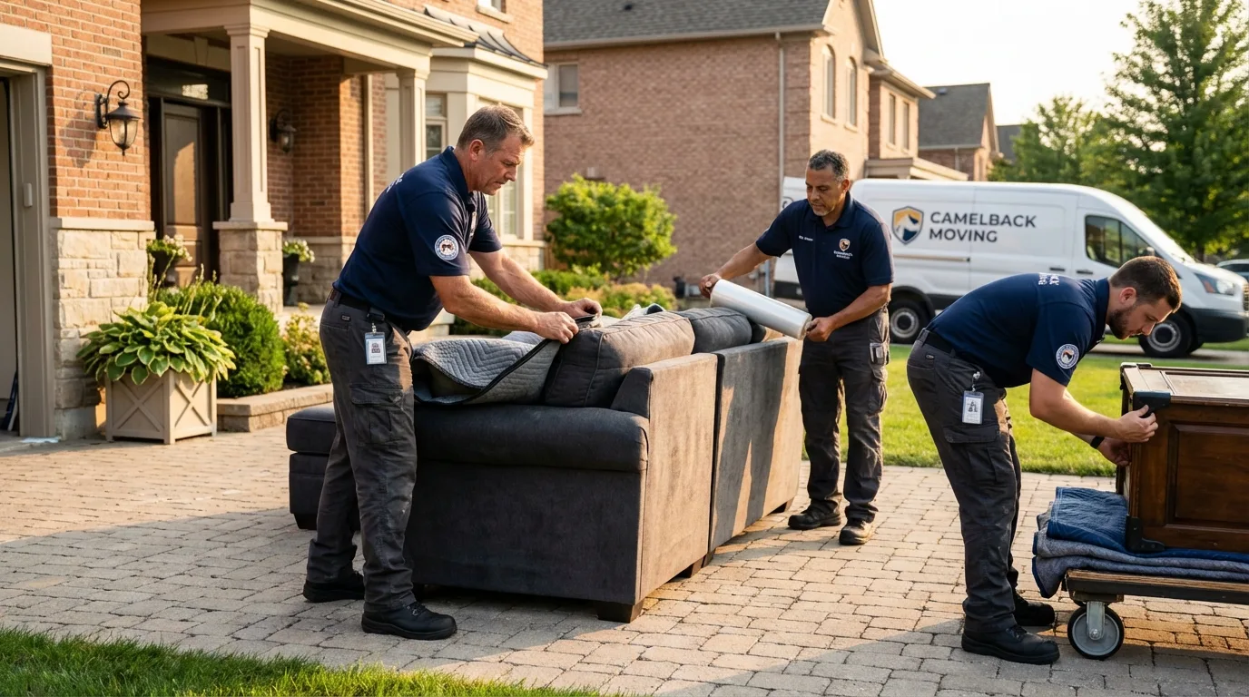 Large estate moving crew wrapping furniture in Stuttgart, AR